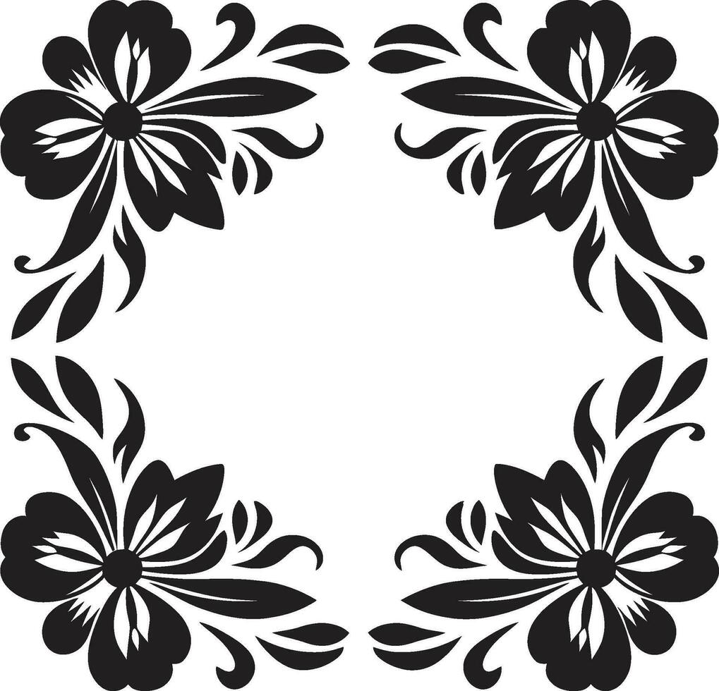 Abstract Petal Array Vector Tile Emblem Geometric Blossom Black Logo Icon