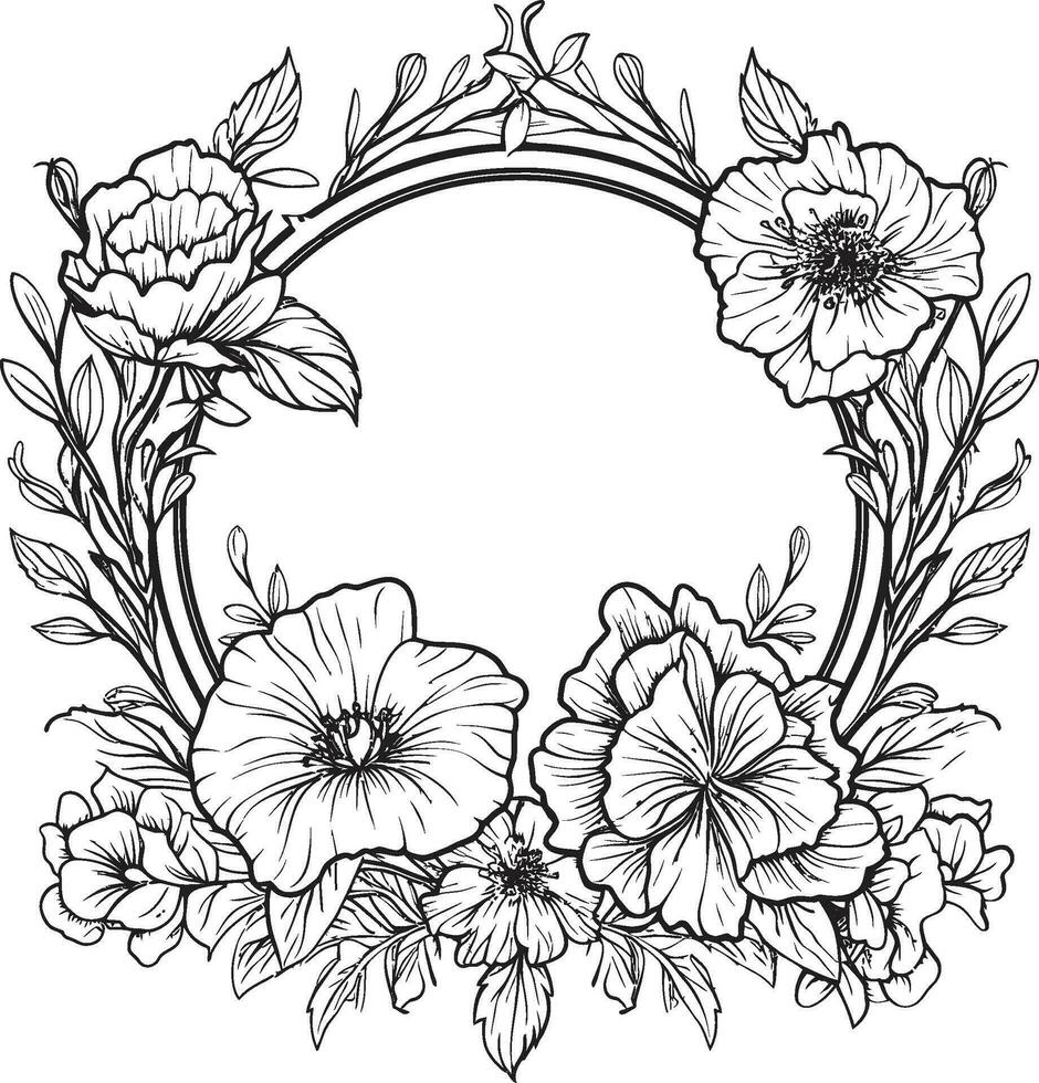 eterno floración negro floral icono diseño botánico susurros vector logo con marco