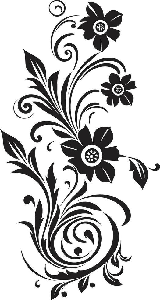 elegante floral complejidad icónico negro mano dibujado noir vides vector diseño