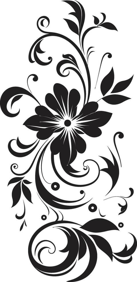 Artistic Hand Rendered Creations Elegant Logo Detail Chic Floral Impressions Black Vector Icon