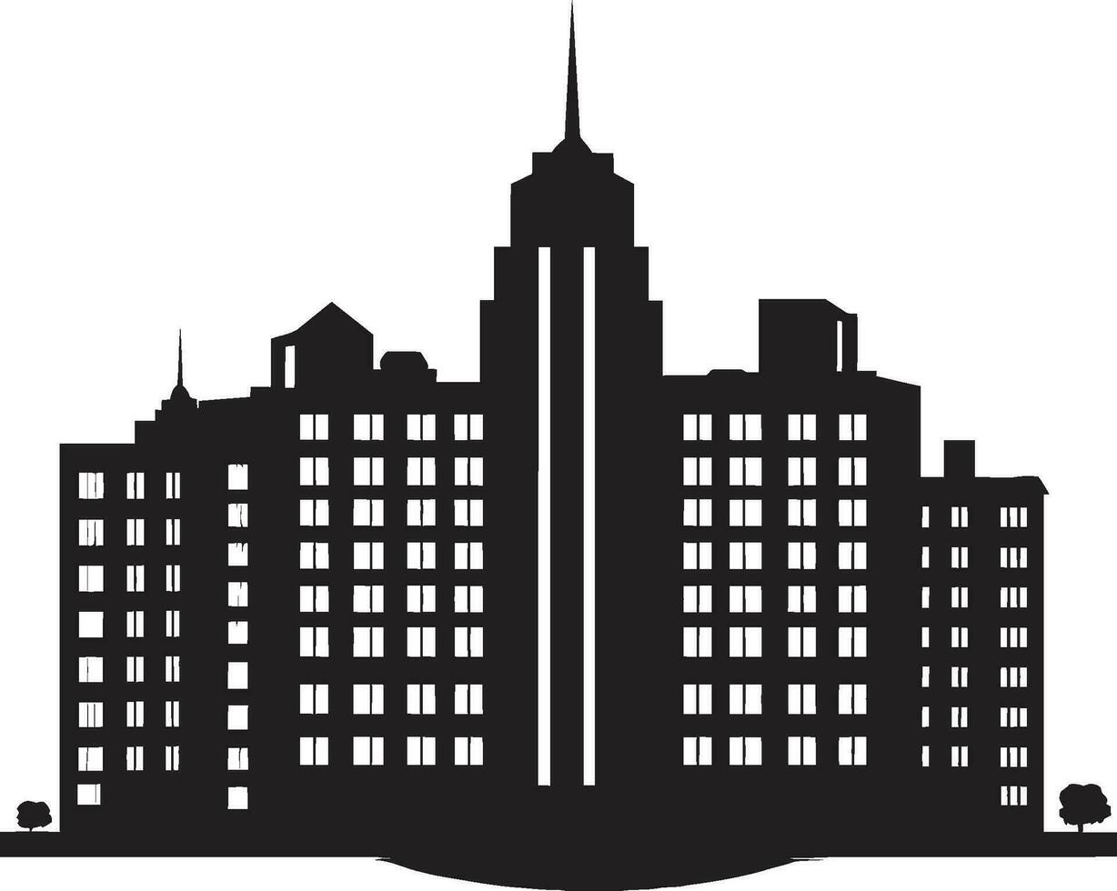 Skyline Symphony Multifloor Urban Building Vector Icon Cityscape Essence Multifloral Building Vector Logo Design