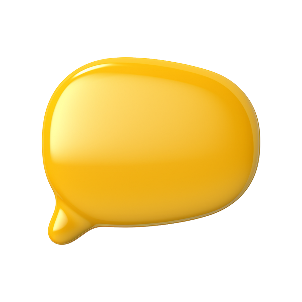 AI generated 3D yellow speech bubble isolated on transparent background png