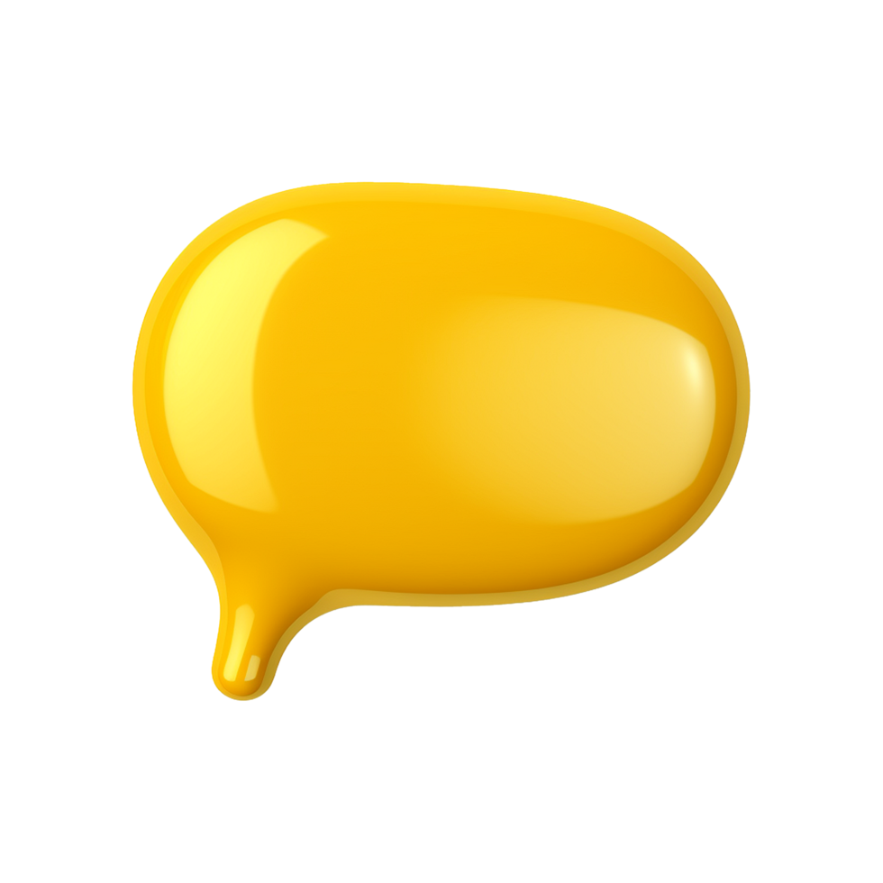 AI generated 3D yellow speech bubble isolated on transparent background png
