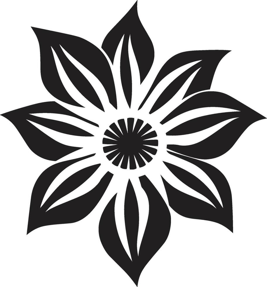 Artistic Petal Sketch Single Hand Drawn Emblem Black Vector Whimsy Simple Artistic Flower Element