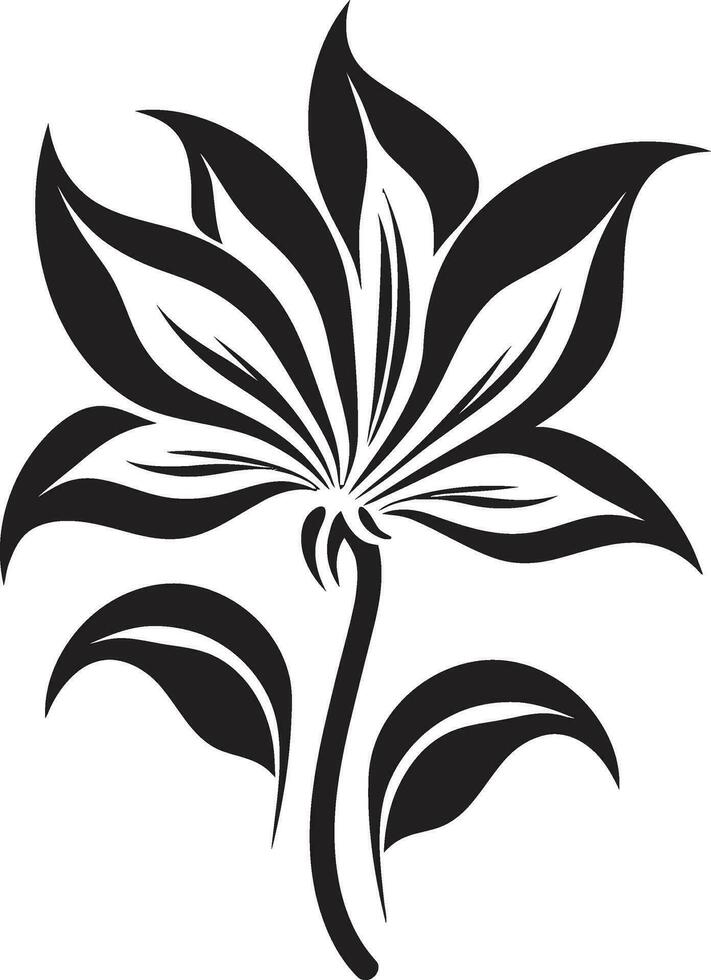 Artistic Petal Silhouette Simple Vector Logo Minimalist Floral Sketch Black Hand Rendered Emblem