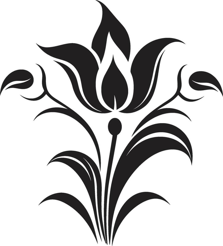 Graceful Vector Bloom Minimalist Black Logo Sleek Petal Abstraction Simple Handcrafted Icon