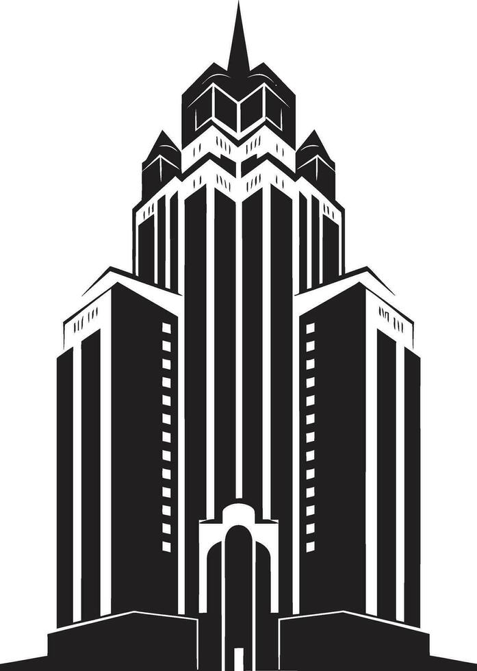 Downtown Tower Blueprint Multifloor Cityscape Vector Icon City Vista Tower Impression Multifloor Building in Vector Icon Design