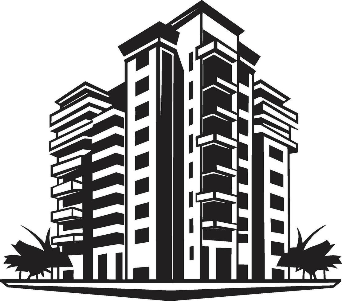 Urban Essence Skylines Multifloral Cityscape Vector Icon Design Urban Heights Symphony Multifloral City Building Vector Icon