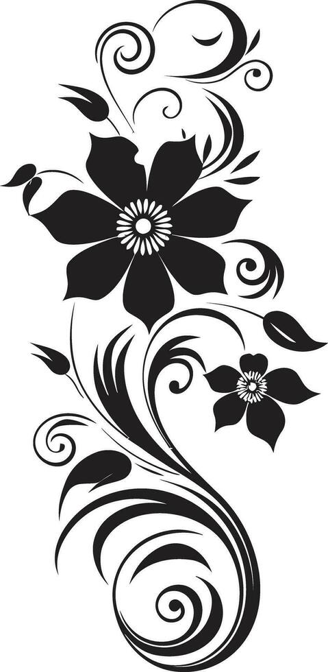 noir floral elegante vector logo diseño artístico pétalo rollos negro icono emblema