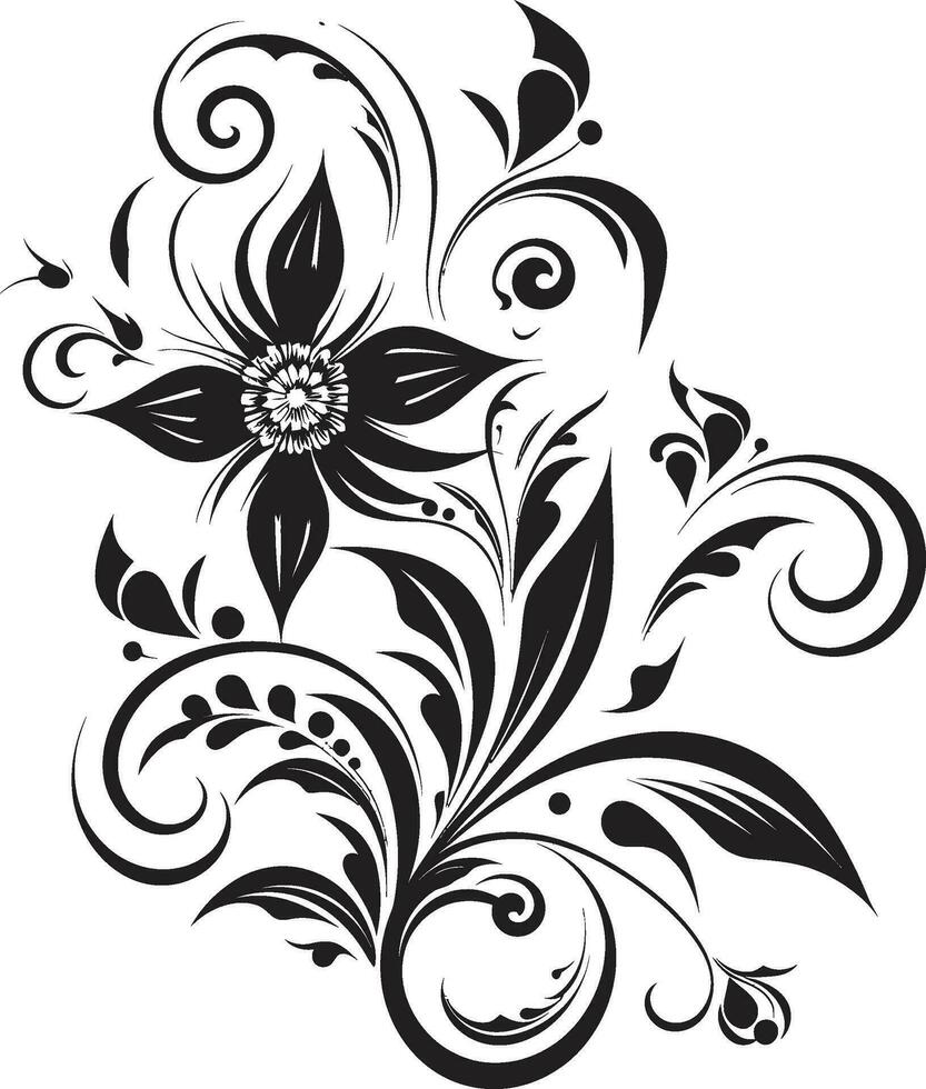 Chic Floral Details Invitation Card Vector Ornaments Intricate Petal Compositions Black Ornate Emblem Designs