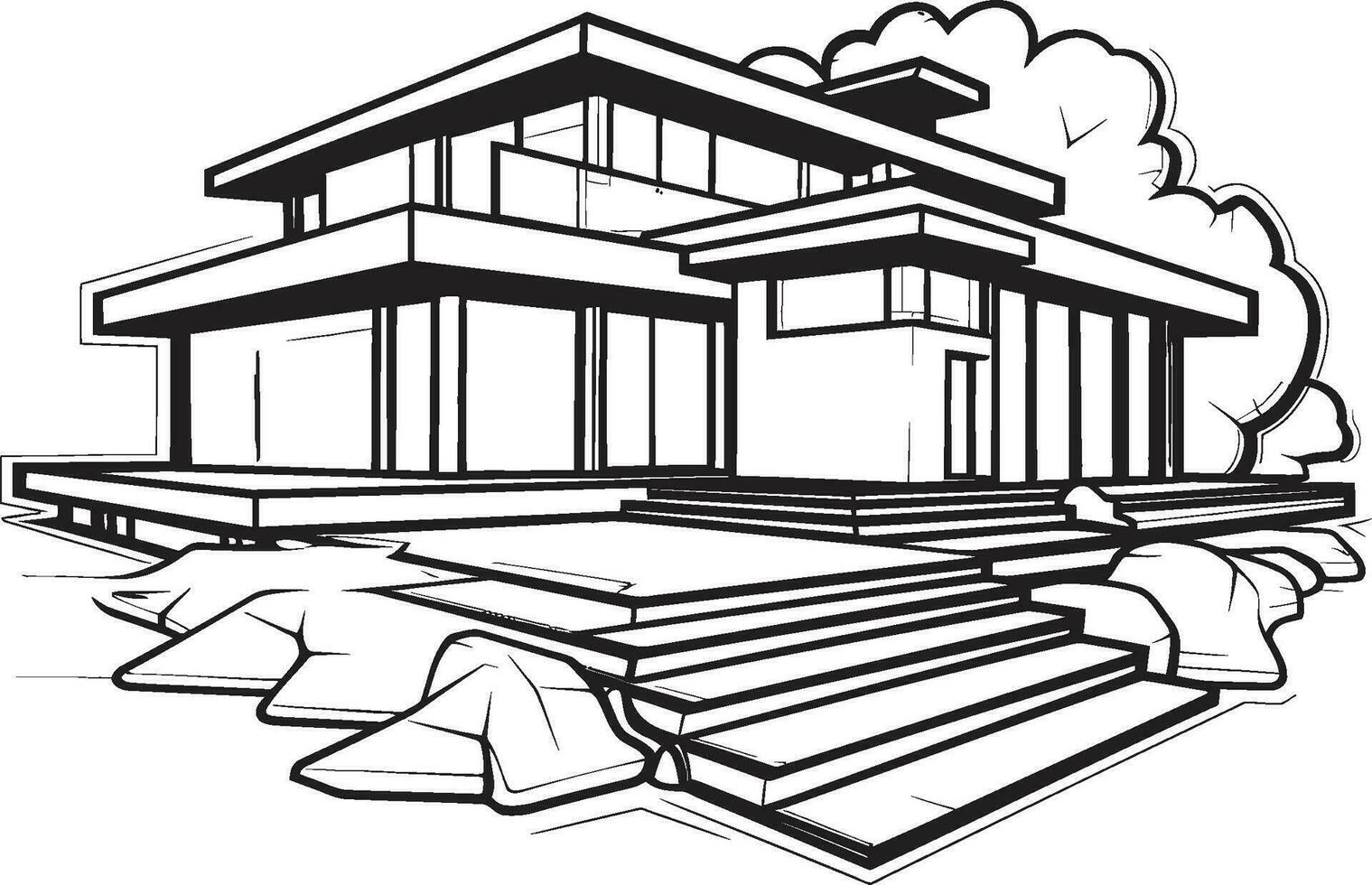 Robust Home Sketch Thick House Icon Design Strong Domicile Symbol Bold House Sketch Vector Logo