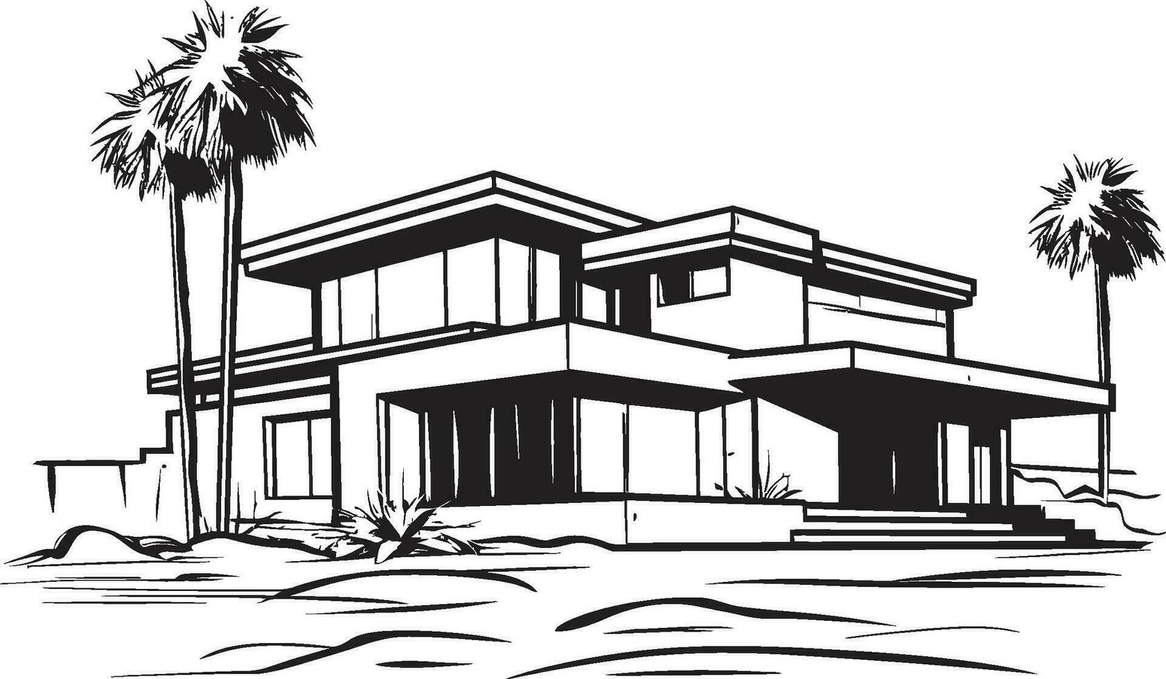 Stout Dwelling Emblem Bold House Sketch Vector Icon Vigorous Residence Mark Thick Outlined House Design Icon