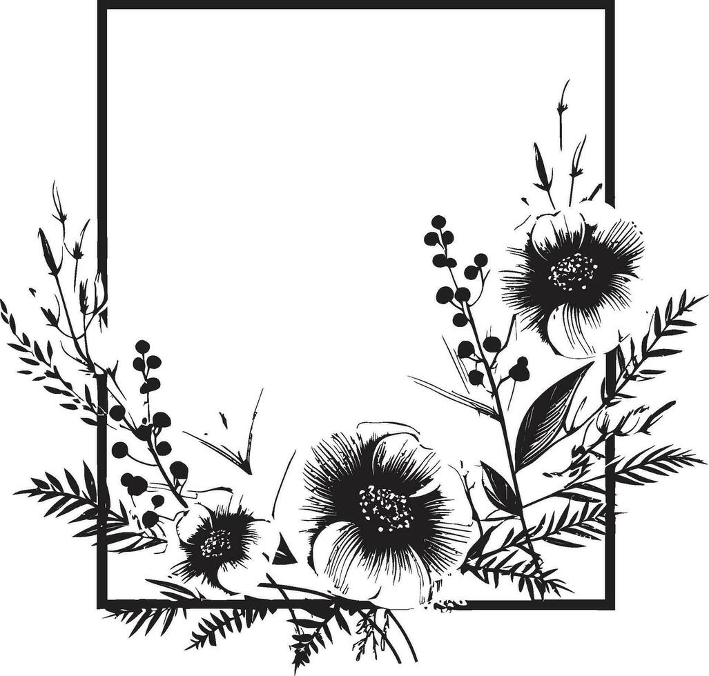resumen botánico esencia negro vector logo caprichoso noir pétalo diseño mano dibujado icono