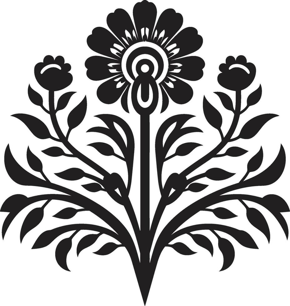 Abstract Petal Patterns Black Logo with Florals Geometric Petal Play Floral Tile Icon vector