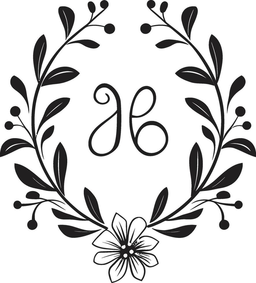 Monochrome Floral Rhapsody Noir Emblematic Whispers Noir Blossom Etchings Intricate Black Emblem Sketches vector