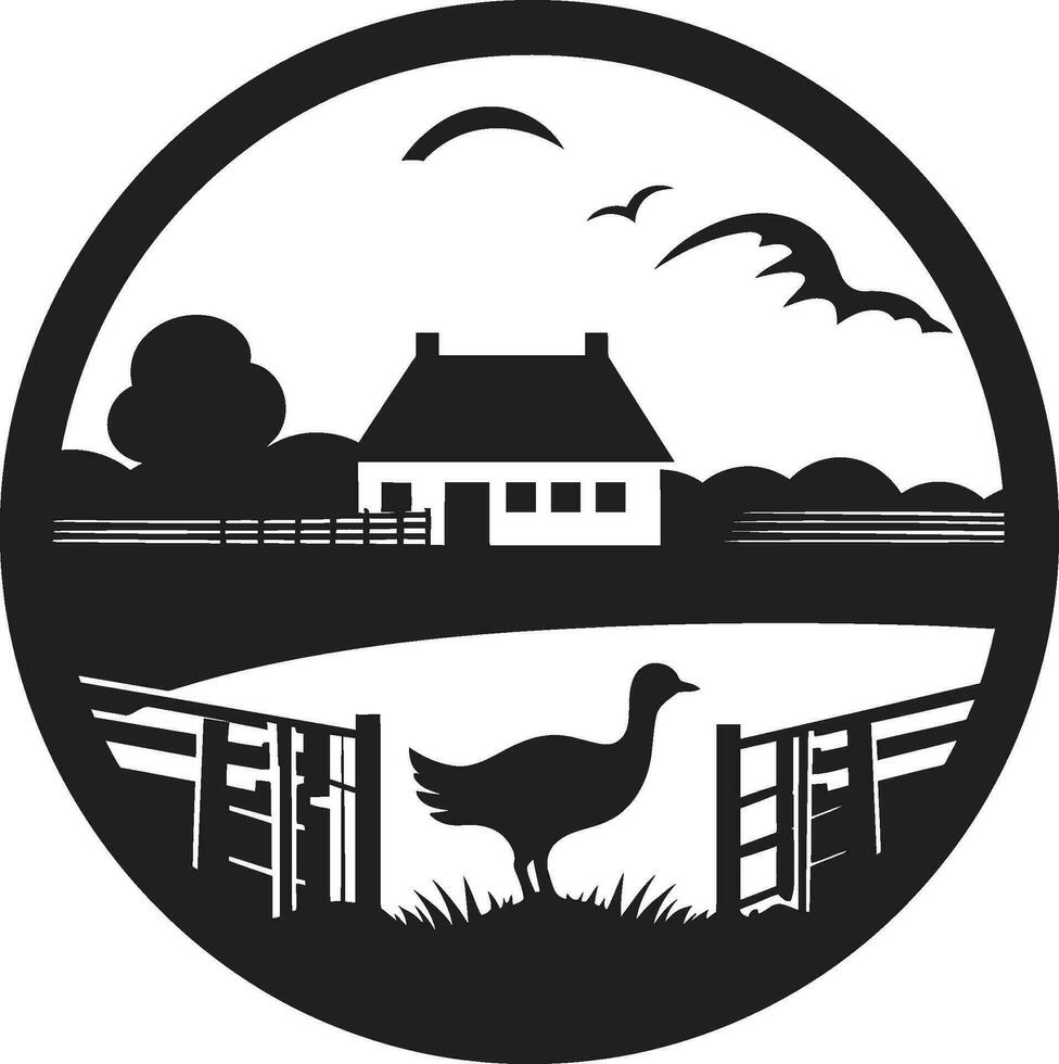 Rustic Farm Abode Mark Farmers House Vector Logo Rural Dwelling Impression Farmhouse Design in Vector Icon