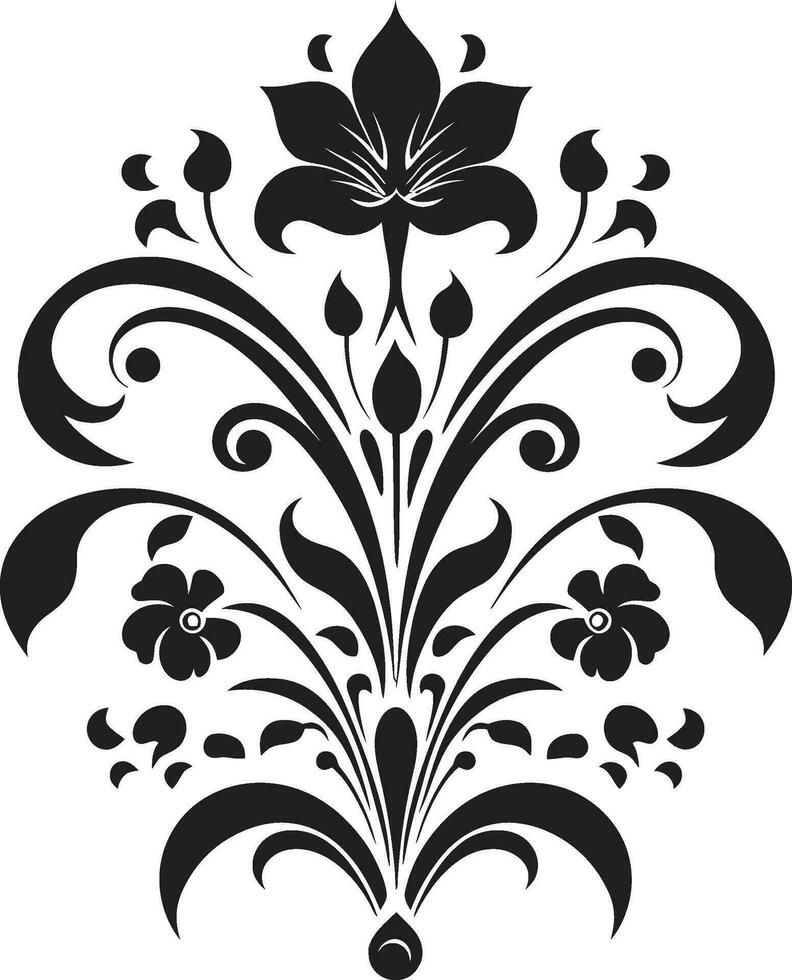 Ink Noir Petal Patterns Black Floral Iconic Accents Vintage Floral Touches Invitation Card Vector Embellishments