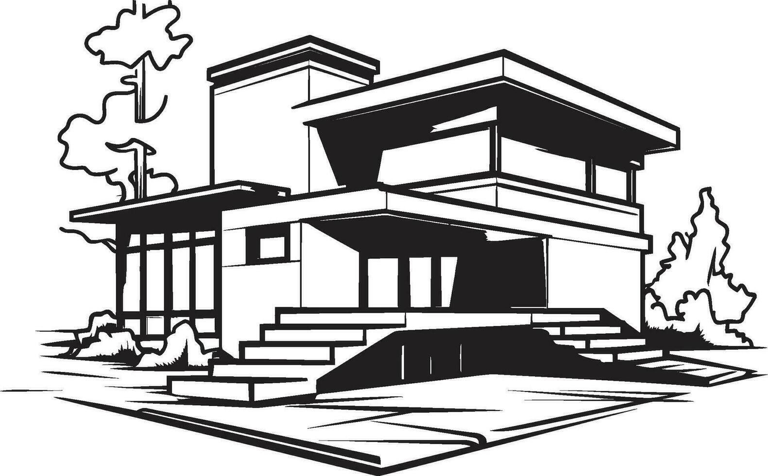 Solid Dwelling Mark Bold House Sketch Vector Emblem Heavyset Habitat Icon Thick House Design Vector Logo