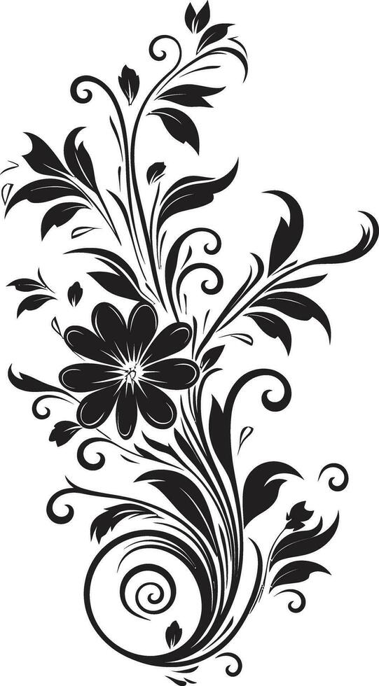 único floral creaciones negro vector icono radiante hecho a mano hojas icónico logo símbolo
