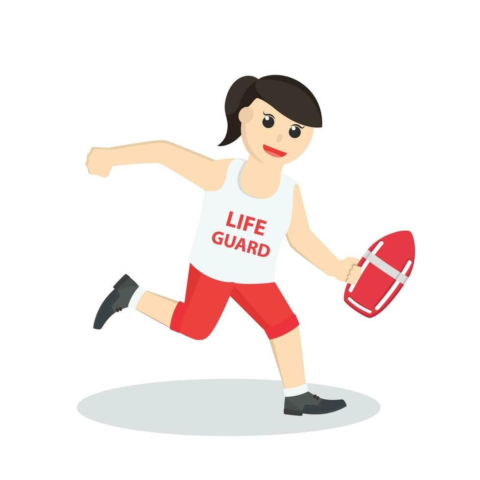 Life Guard woman Running To Rescue vector