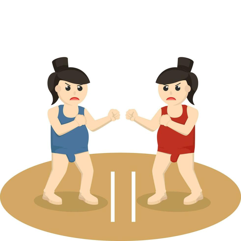 Sumo woman Wrestler design character on white background vector