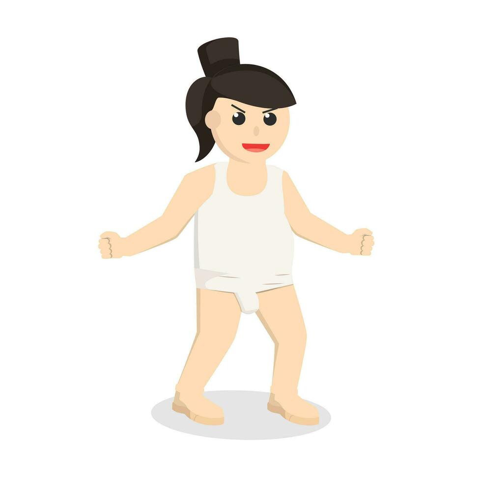 sumo woman  taunt design character on white background vector