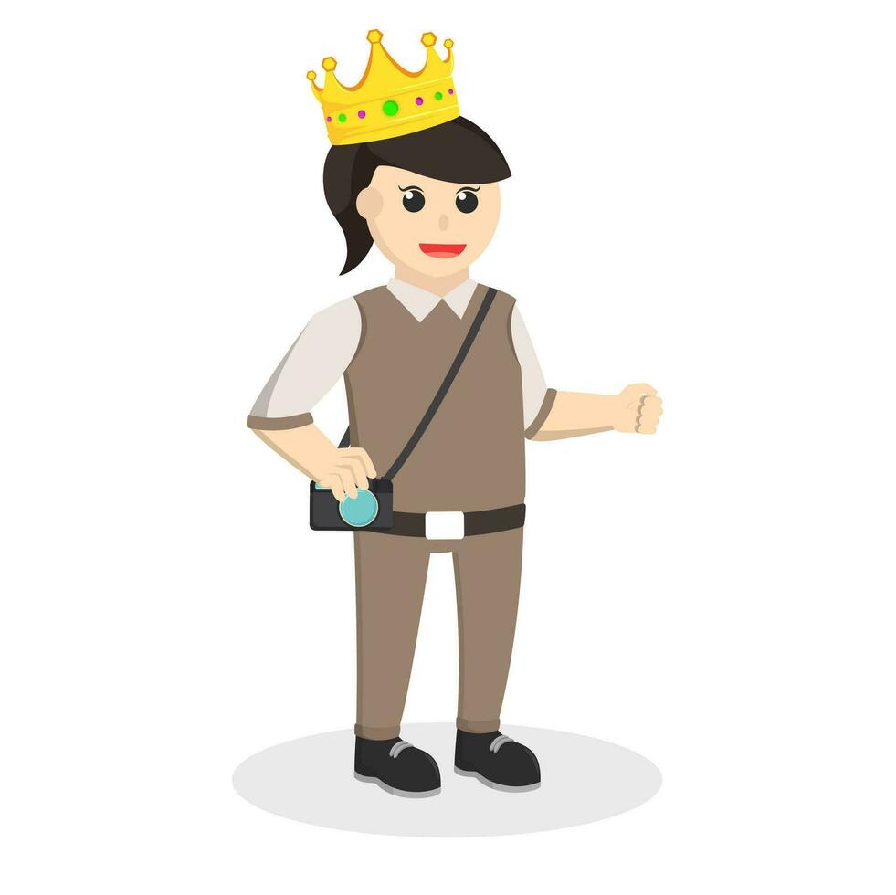 modern princess with camera design character on white background vector