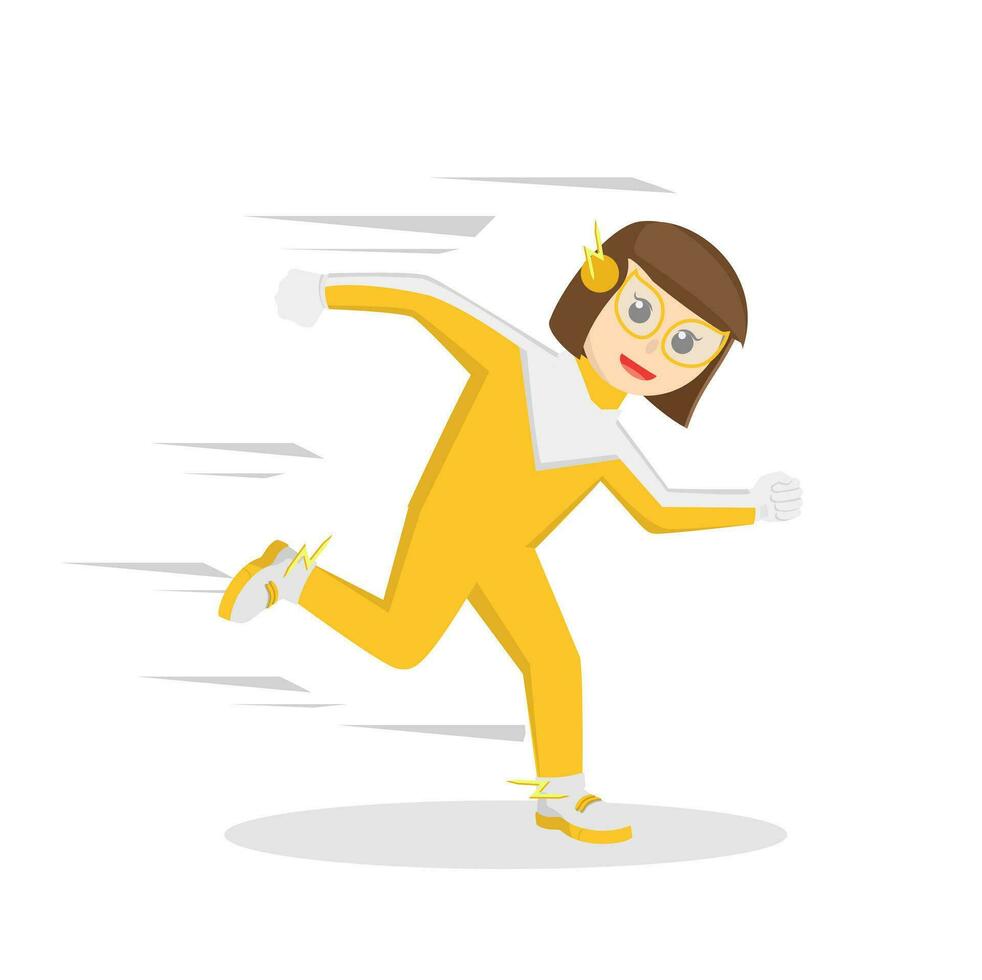 superhero woman running fast design character on white background vector