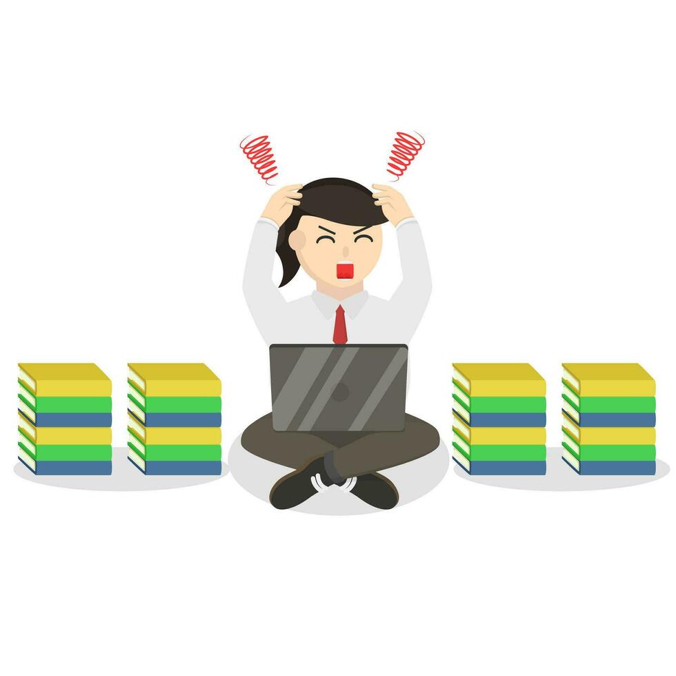 business woman Stress Out design character on white background vector