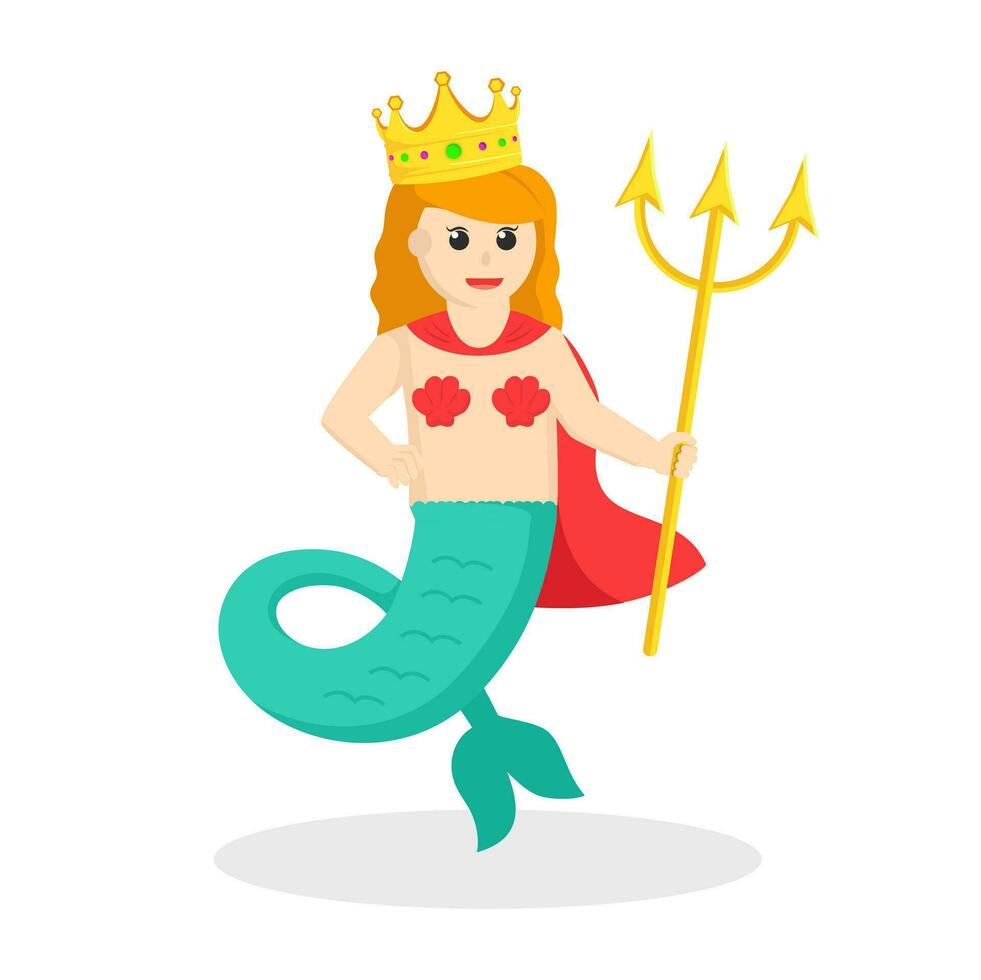 Queen Mermaid design character on white background vector