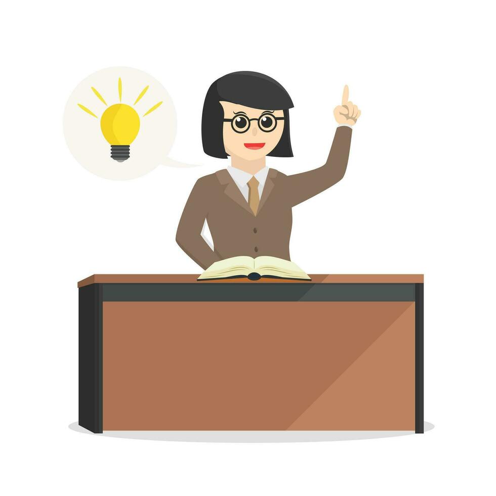 librarian woman got idea information design character on white background vector