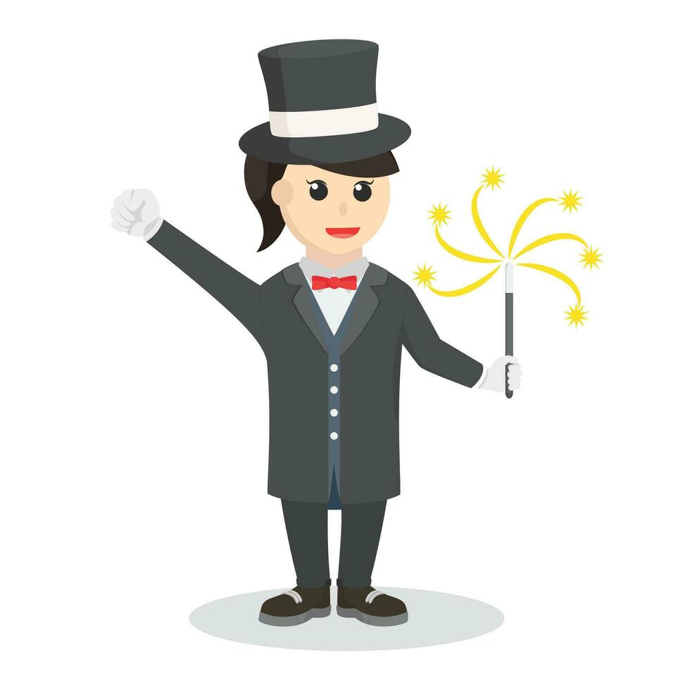 magician woman with his trick design character on white background vector