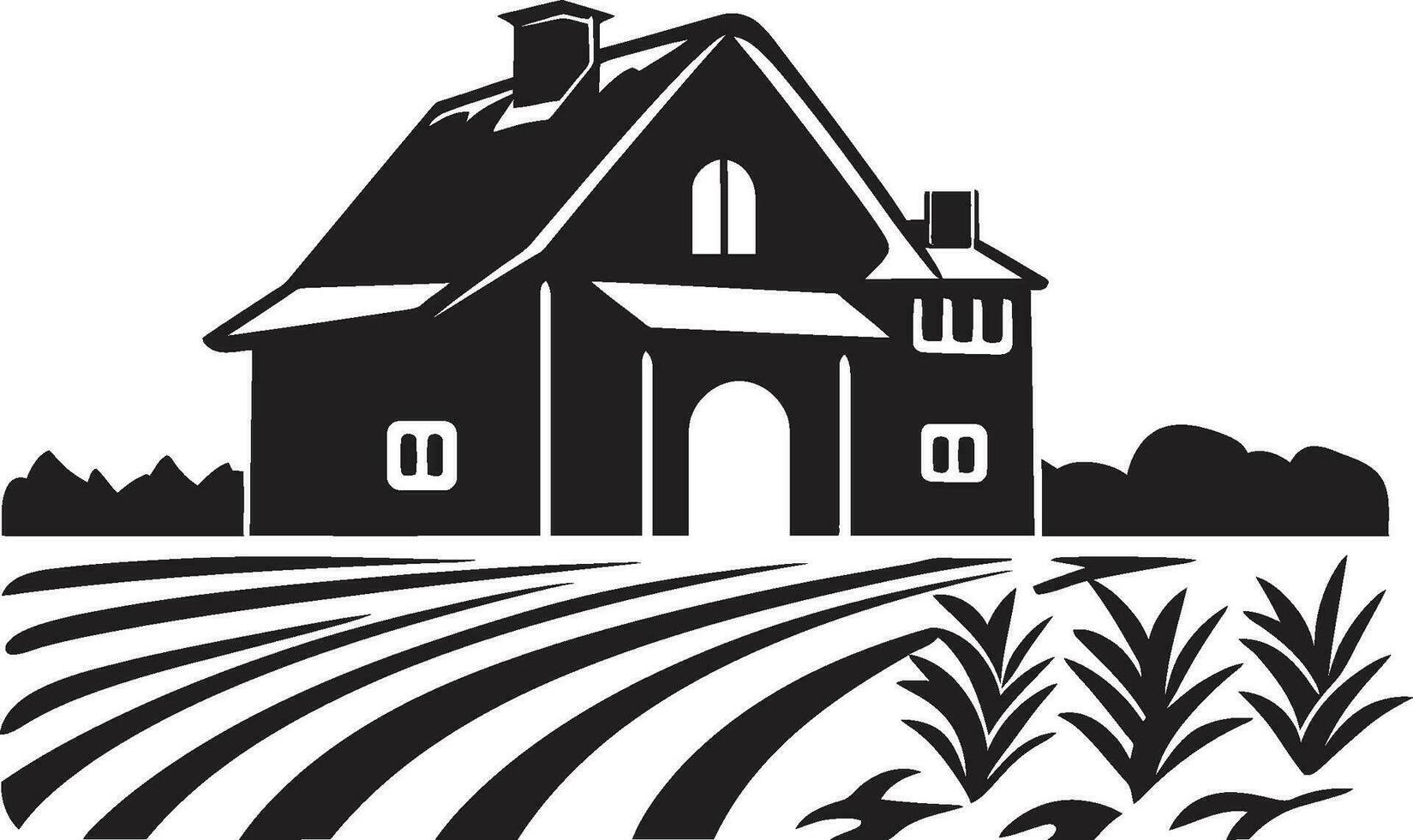 Rural Dwelling Impression Farmhouse Design Vector Icon Pastoral Homestead Symbol Farmers Farmhouse Vector Logo