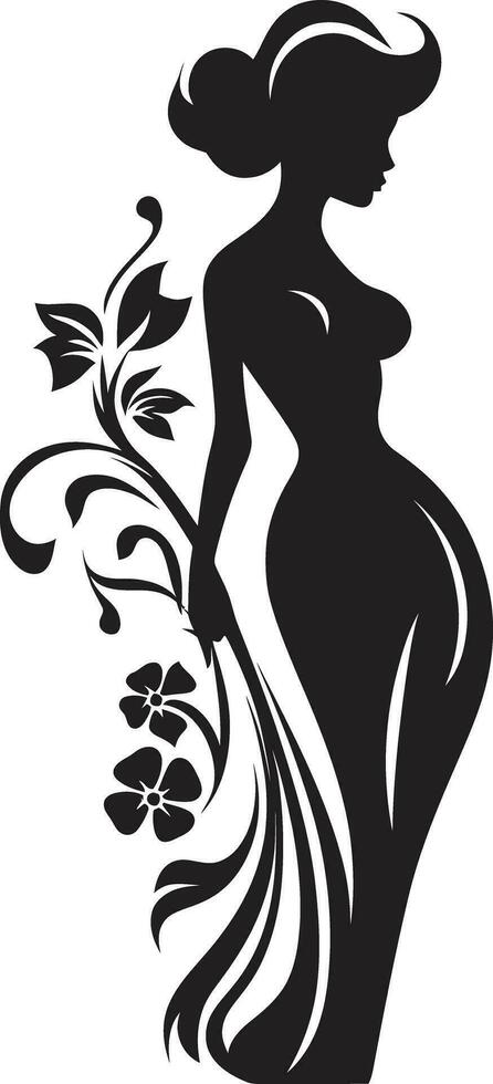 Sophisticated Floral Elegance Handcrafted Emblem Abstract Flora Fusion Black Artistic Body Emblem vector