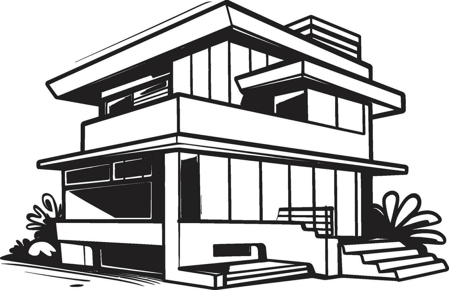 Mighty Living Symbol Bold House Sketch in Vector Format Thick Outline Dwelling Icon House Sketch in Logo Design