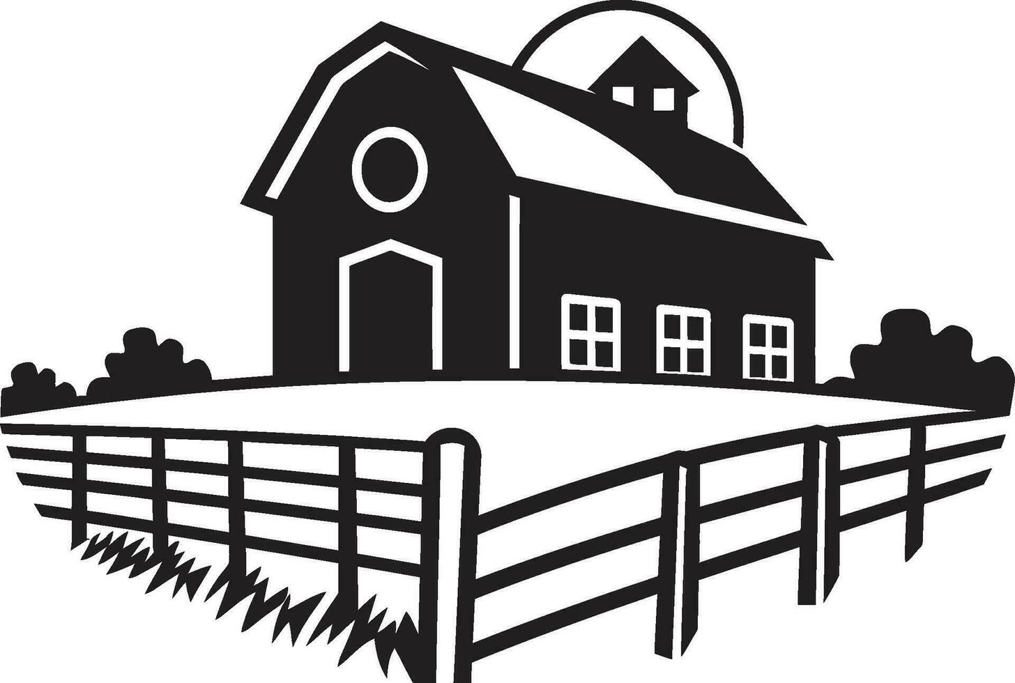 Rural Dwelling Impression Farmers House Vector Logo Pastoral Homestead Symbol Farmhouse Vector Icon Design