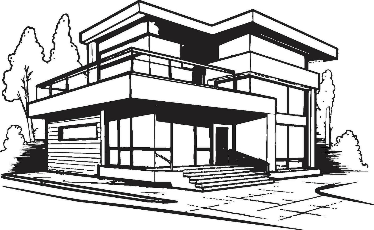 Robust Home Sketch Thick House Icon Design Strong Domicile Symbol Bold House Sketch Vector Logo