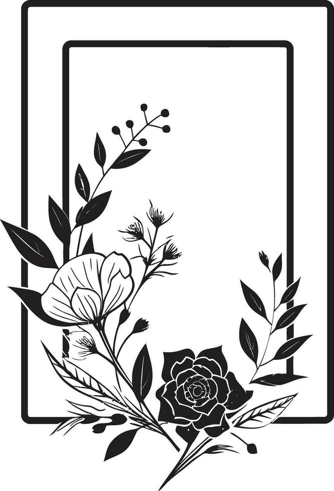 Abstract Floral Elegance Sleek Black Icon Minimalist Petal Sketch Hand Rendered Vector Emblem