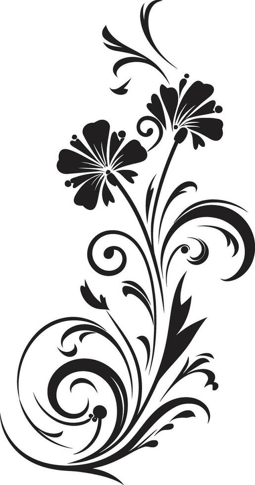 Inky Botanical Artistry Black Icon Botanical Noir Emblem Hand Drawn Design vector