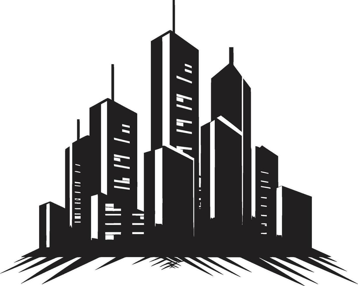 City Vista Tower Silhouette Multifloor Building in Vector Icon Metropolitan Multifloor Sketch Cityscape Vector Logo Icon