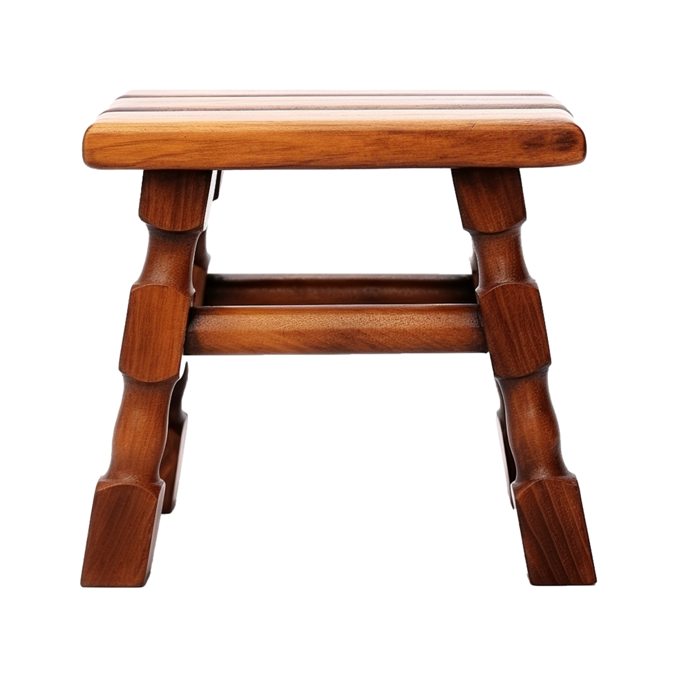 AI generated Wooden rectangular stool isolated on transparent background png