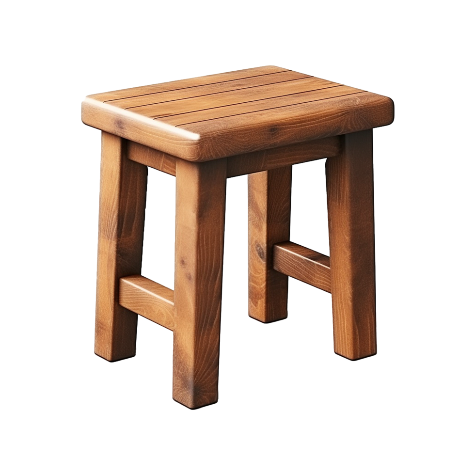 AI generated Wooden rectangular stool isolated on transparent background png