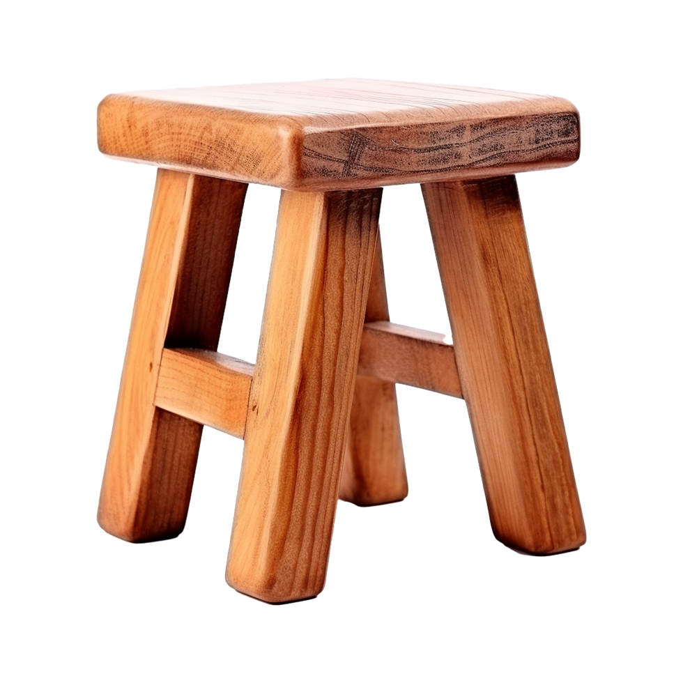 AI generated Wooden rectangular stool isolated on transparent background png