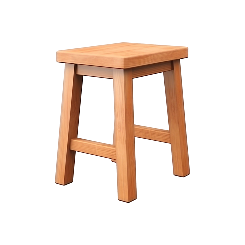 AI generated Wooden rectangular stool isolated on transparent background png