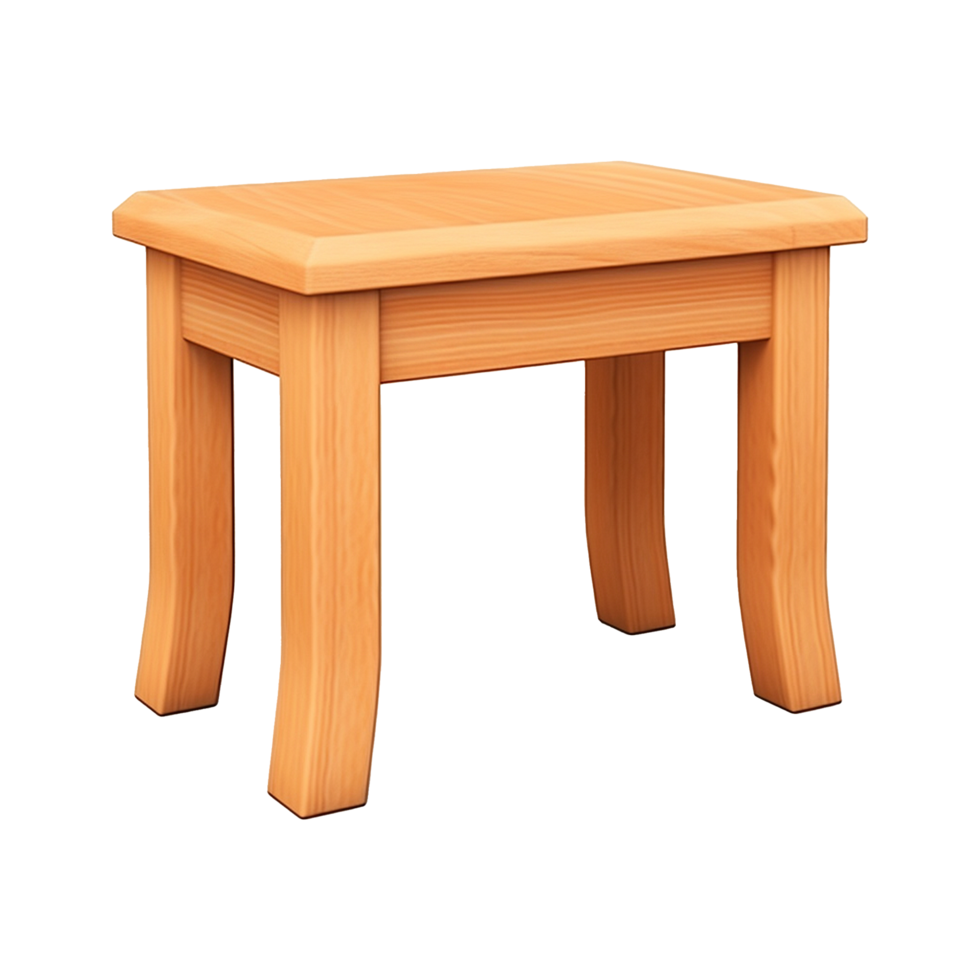 AI generated Wooden rectangular stool isolated on transparent background png