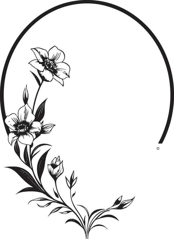 Abstract Handcrafted Florals Minimalist Black Emblem Simplicity in Bloom Hand Drawn Noir Icon Design vector