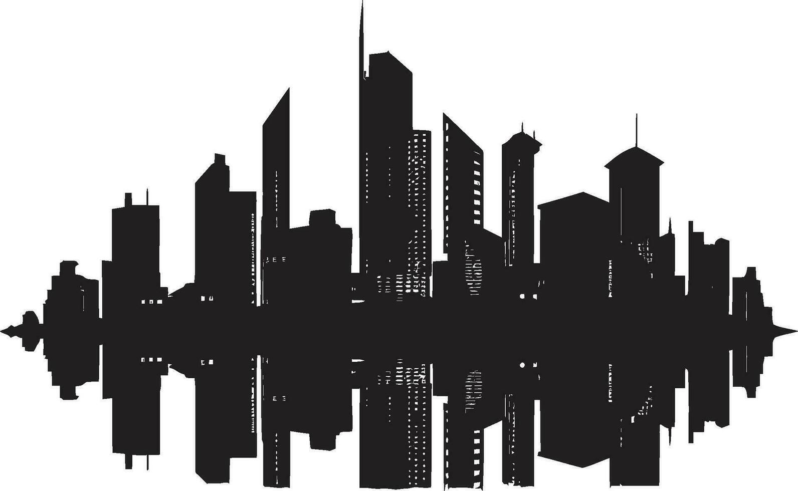 Skyline Multifloor Illustration Cityscape Vector Icon Design Downtown Heights Emblem Multifloor Building in Vector Logo