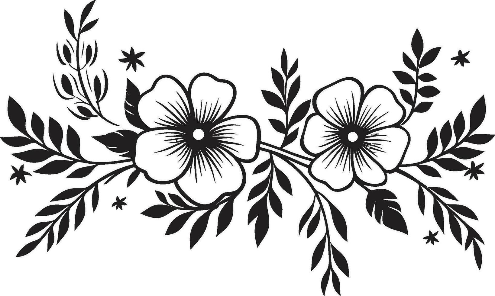 Elegant Botanical Sketches Noir Logo Vector Icons Floral Noir Delicacy Hand Drawn Black Emblem Design