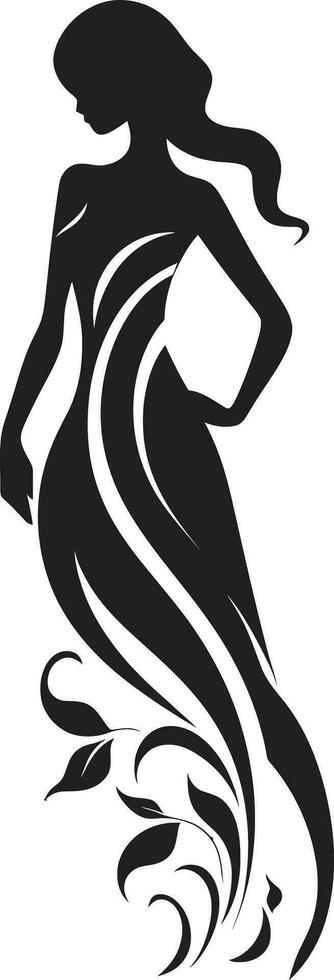 Sophisticated Floral Elegance Handcrafted Emblem Abstract Flora Fusion Black Artistic Body Emblem vector