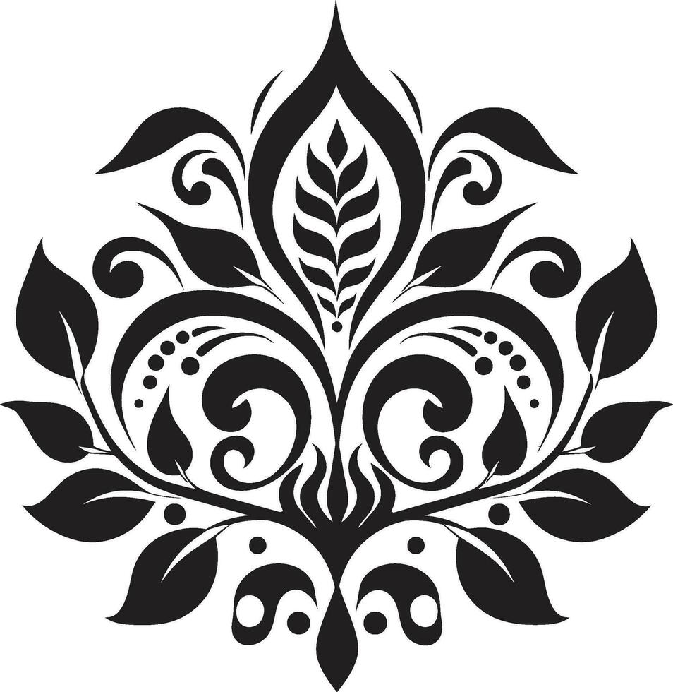 Tradition Blossom Ethnic Floral Icon Symbol Ancestral Artistry Decorative Ethnic Floral Vector